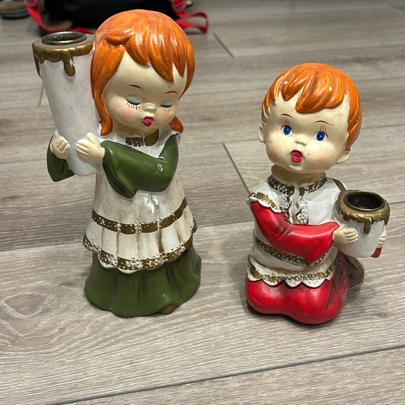 Vintage Star candleholders boy/girl caroler - Picture 1 of 6